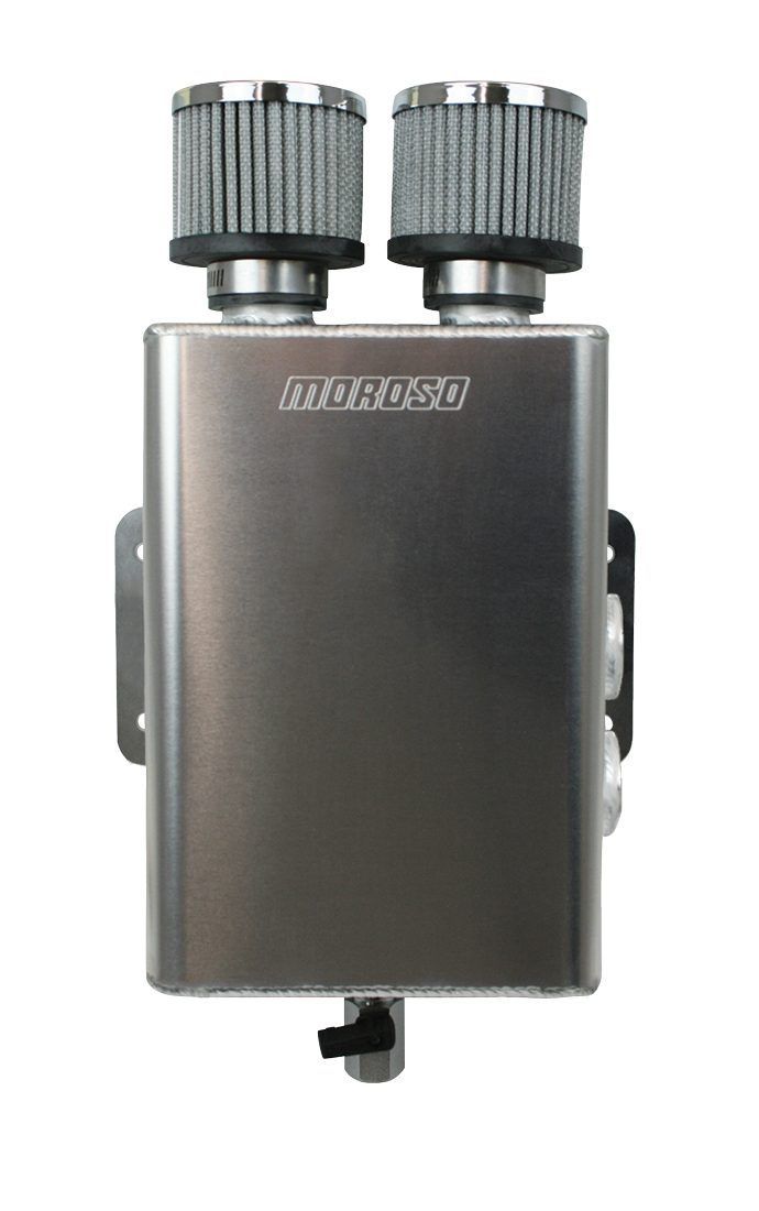 MOROSO 85392 Air/Oil Separator Tank with Dual 16 AN Female Inlets, 7 x 4 Inches, 11 Inches Tall, Aluminum Construction