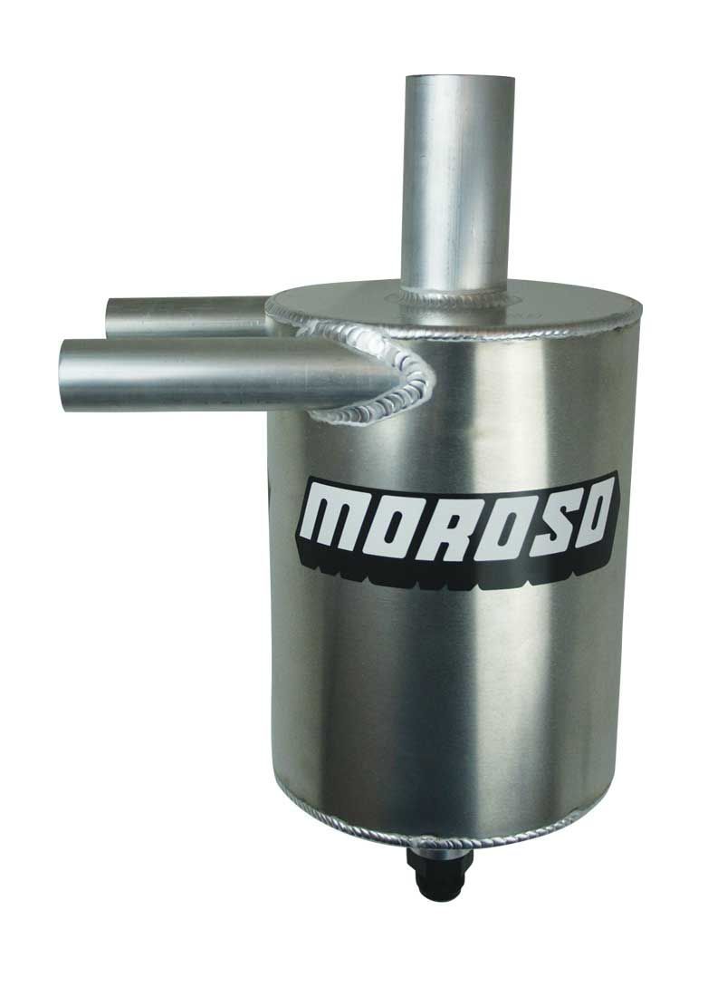 MOROSO Breather Tank 85395 1.5 Gallon Aluminum Clamp-On with Dual 1-1/4 Inch Hose Barb Inlet and 2 Inch Exhaust Tube