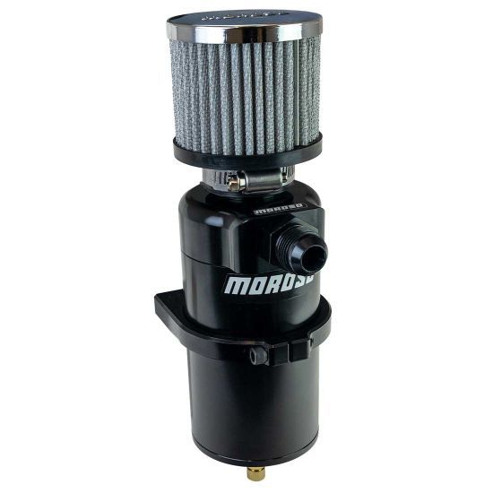 MOROSO 85411 Breather Tank with 10AN Male Inlet, 3 Inch Diameter, Aluminum, Black Anodized Finish