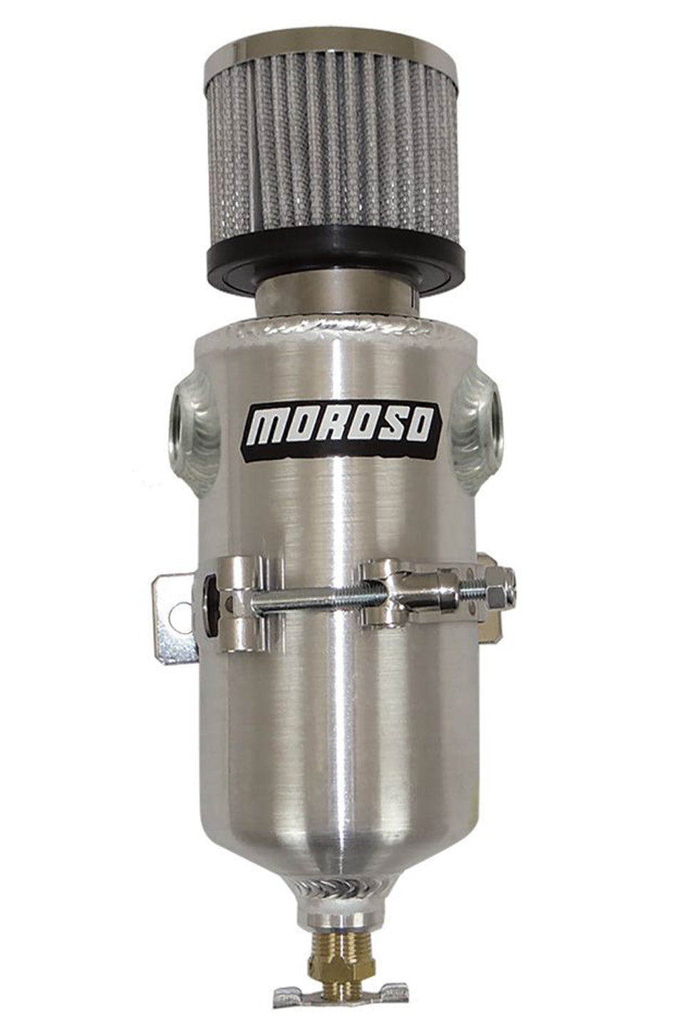 MOROSO 85455 Aluminum Breather Tank Kit, 3.125 Inch Diameter, 11.5 Inch Tall, 1 Quart Capacity, Natural Finish