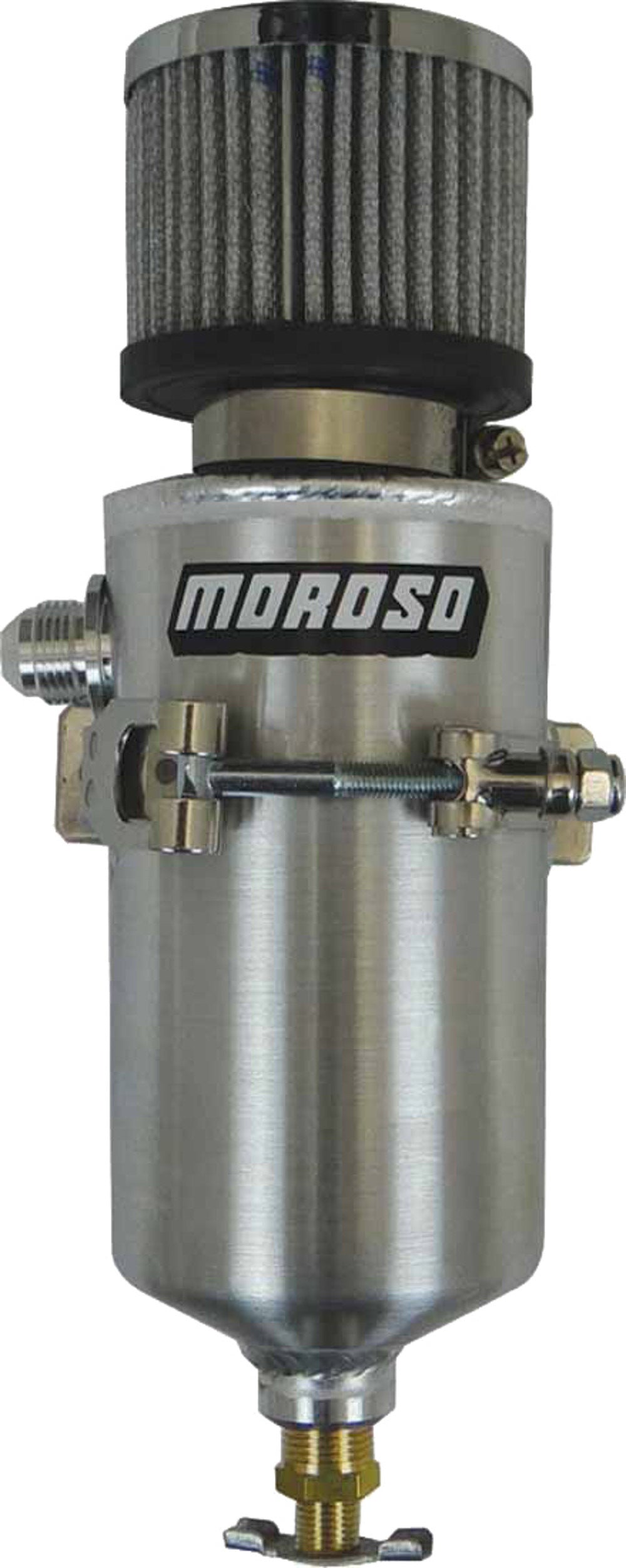 MOROSO 85459 Breather Tank with 10AN Male Fitting, 3.125 Inch Diameter, 11.5 Inch Height, Aluminum, Natural Finish