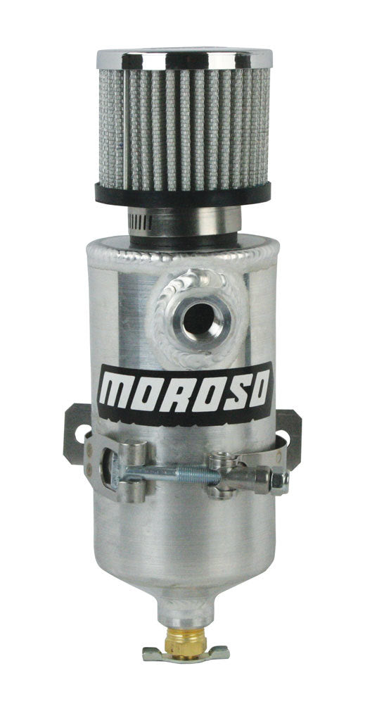 MOROSO 85473 Aluminum Breather Tank with T-Bolt Mounting Clamp, 3.125 Inch Diameter, 11.5 Inch Height, 1 Quart Capacity