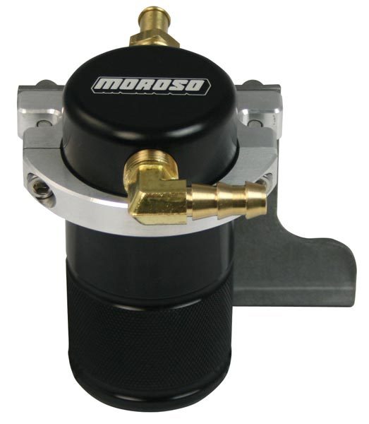 MOROSO 85635 Air/Oil Separator Tank for 2010-2014 Chevy Camaro, Aluminum, Black Anodized, 2.125 Inch Diameter