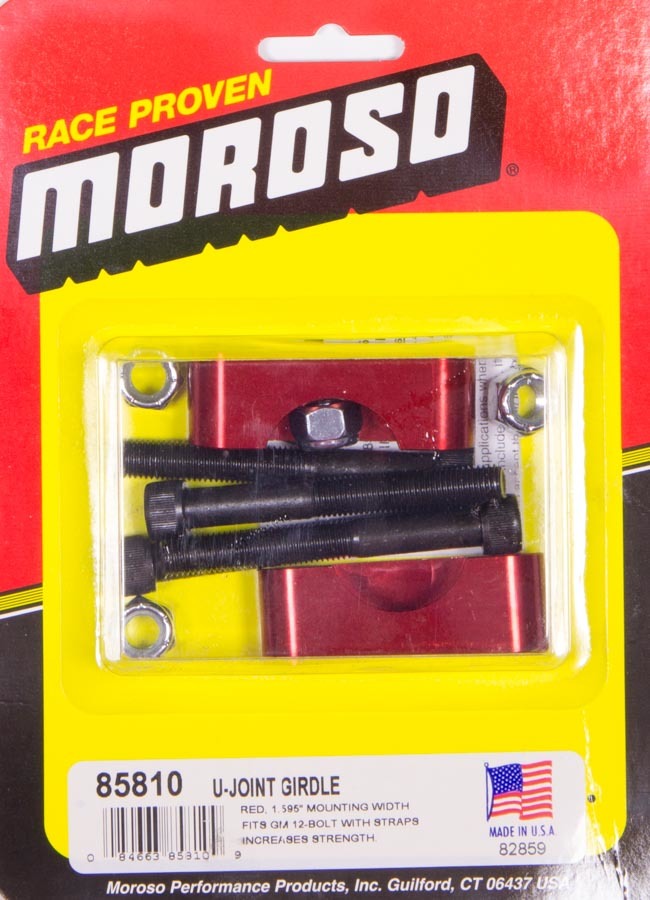 MOROSO U-Joint Girdles for 12-Bolt GM Rear End, Aluminum Red Anodized, 1.595 Inch Bolt Centers, 1-1/16 Inch Cap Diameter