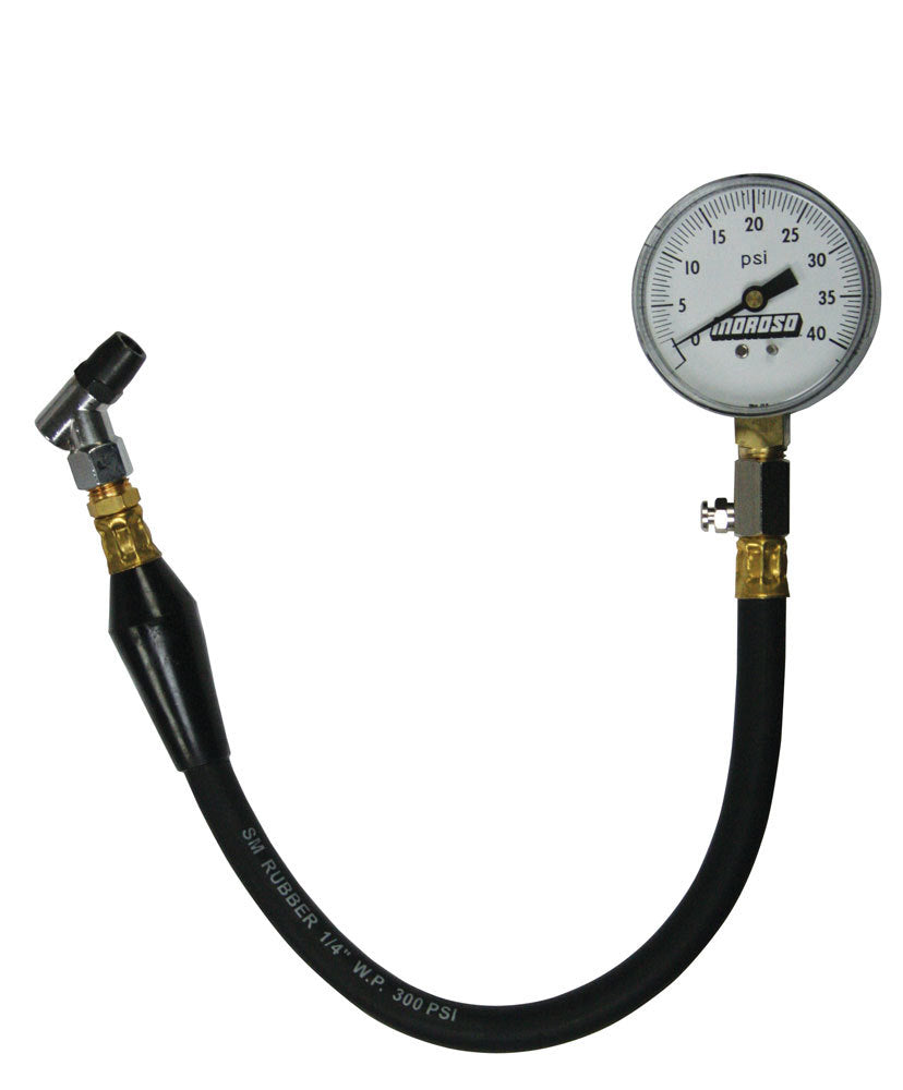 MOROSO 89555 Tire Pressure Gauge, 0-40 psi, Analog, 2-5/8 Inch Diameter, White Face, 1/2 psi Increments