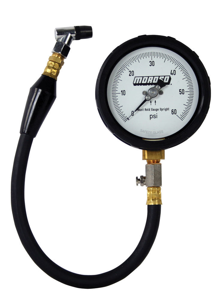 MOROSO Pro Series Tire Pressure Gauge 0-60 psi Analog White Dial