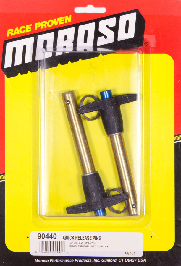 MOROSO Quick Release Pins 90440, 0.5 Inch Diameter, 2.5 Inch Length, T-Handled Pair