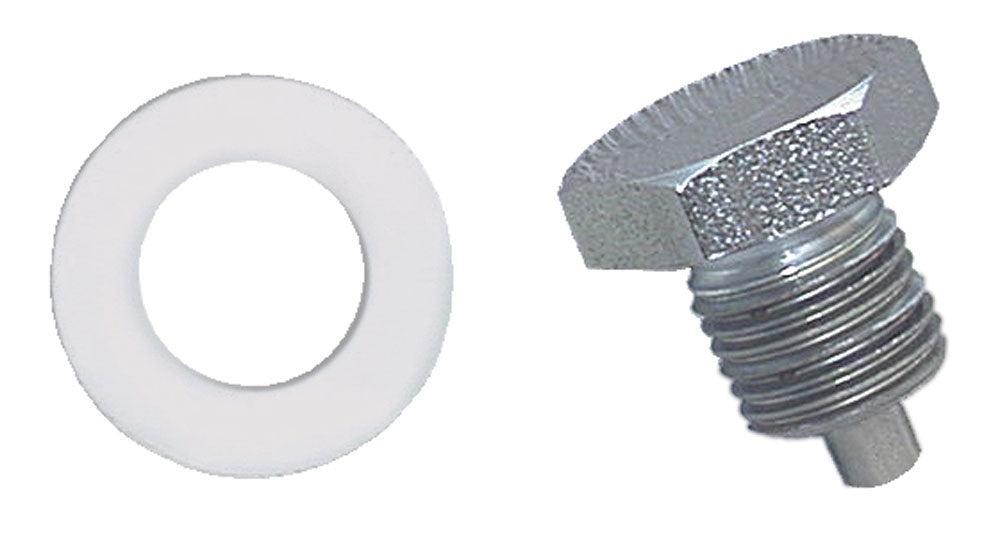 MOROSO Oil Pan Drain Plug 97001 with 1/2-20 Inch Thread, 3/4 Inch Hex Head, Zinc Oxide Finish, Steel Construction, Magnetic and Nylon Washer Included