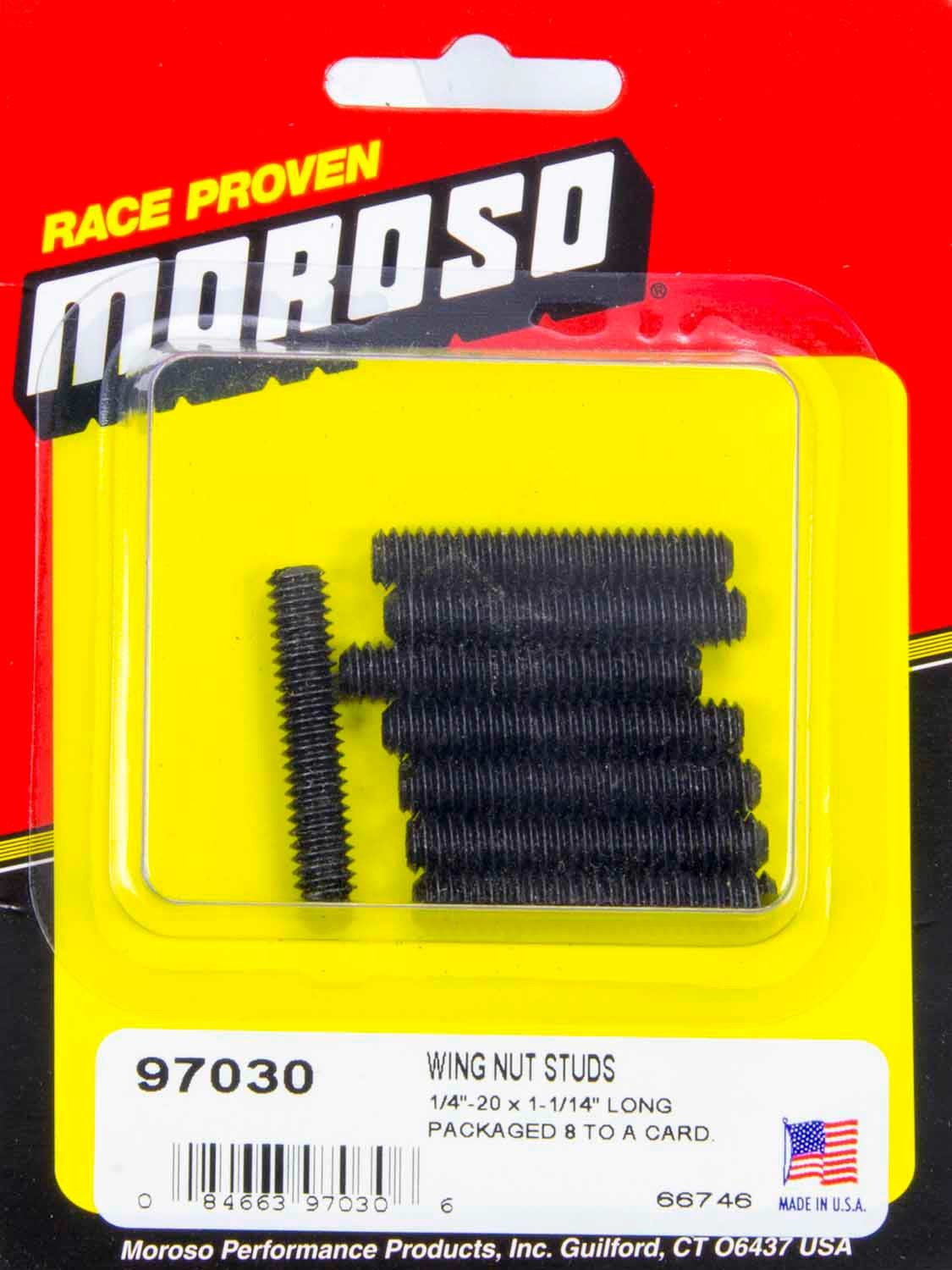MOROSO Valve Cover Hold Down Stud Set of 8 1/4-20 Thread Steel Black Oxide