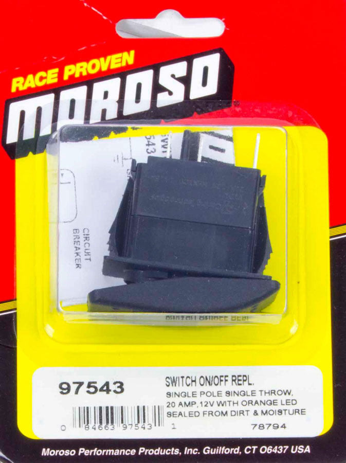 MOROSO 97543 Replacement Lighted On/Off Switch for Automotive Panels, 20 Amp, 12V