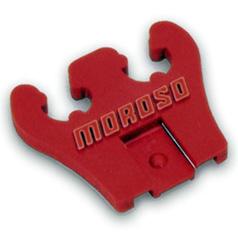 MOROSO 97833 Red 2-Hole Wire Loom for Spark Plug Wires, 7-9 mm Diameter, Plastic, Bracket Mount, Clip Style, Pair