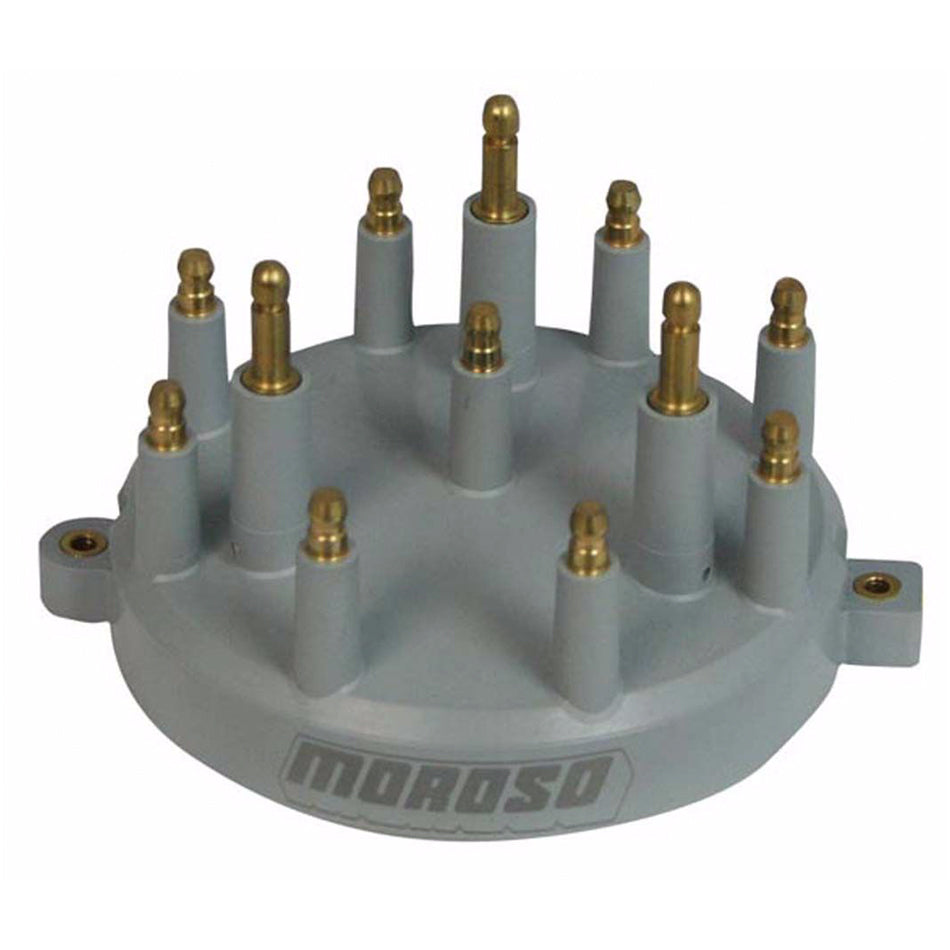 Moroso Distributor Cap 97855 HEI Style Brass Terminals, Screw Down, Plastic Gray, Non-Vented