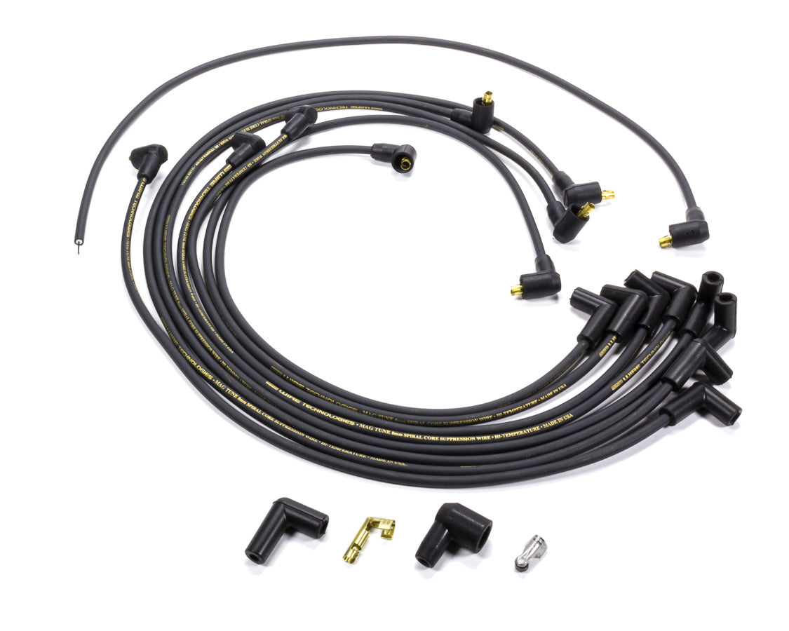 MOROSO 9865M Mag-Tune Spiral Core Spark Plug Wire Set for Small Block Chevy, 8mm, Black, 90 Degree Plug Boots, Socket Style