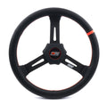MPI USA MPI-D3-15-C Dirt Racing Steering Wheel 15 Inch Flat 3-Spoke Carbon Fiber with X-Large Black Foam Grip and Orange Stripe