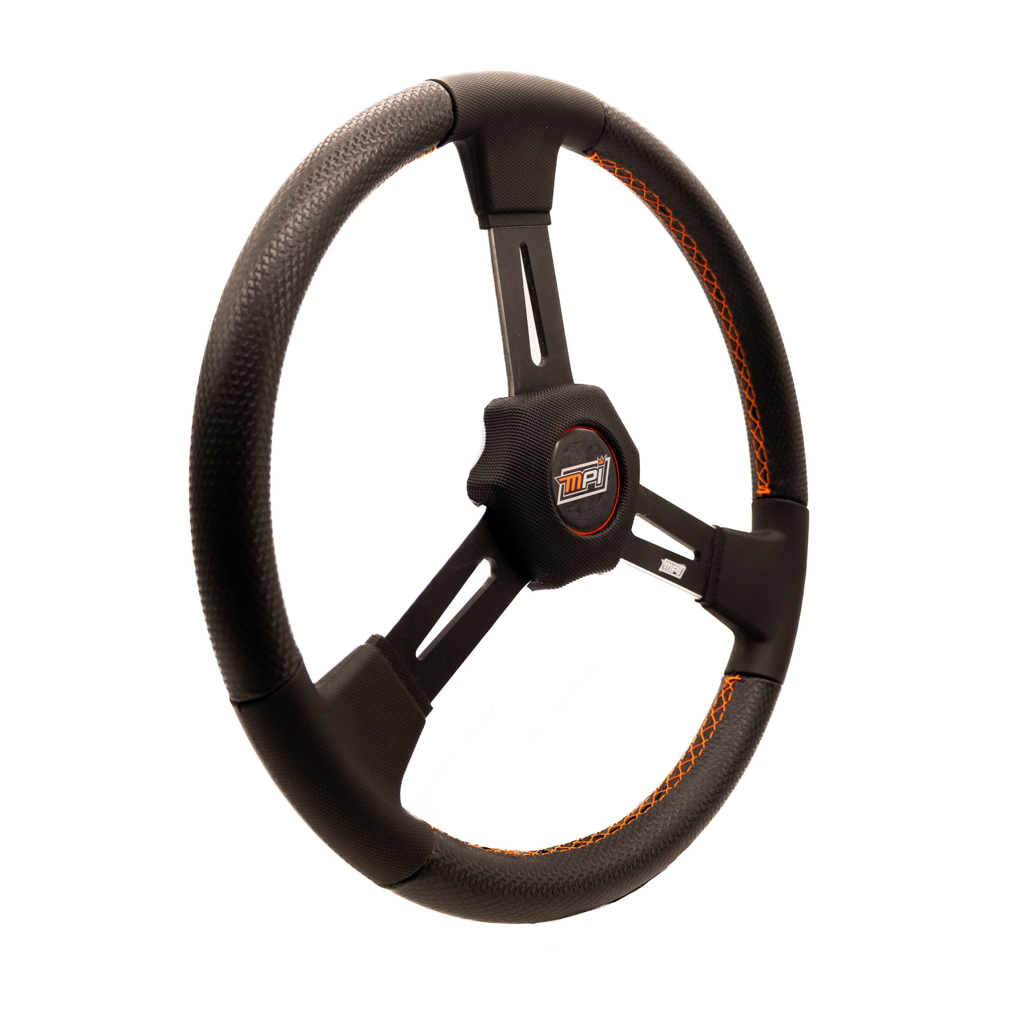 MPI USA MPI-D4-15 Dirt Racing Steering Wheel, 15-Inch Diameter, Flat 3-Spoke, Black Foam Grip, Aluminum Construction