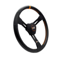 MPI USA MPI-DM3-15 Dirt Racing Steering Wheel, 15 Inch Diameter, 3-Spoke Design with Black Foam Grip and Orange Stripe, Aluminum Construction