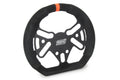 MPI USA MPI-DRG-10 10-Inch Drag Race D-Shaped Steering Wheel with Black Suede Grip and Orange Stripe