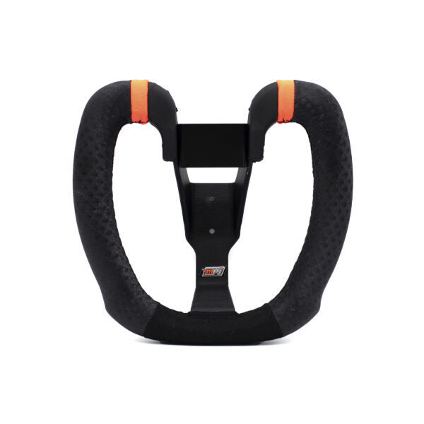 MPI USA Butterfly Drag Race Steering Wheel 7.5 x 7 Inches Aluminum with Black Synthetic Grip and Orange Stripes