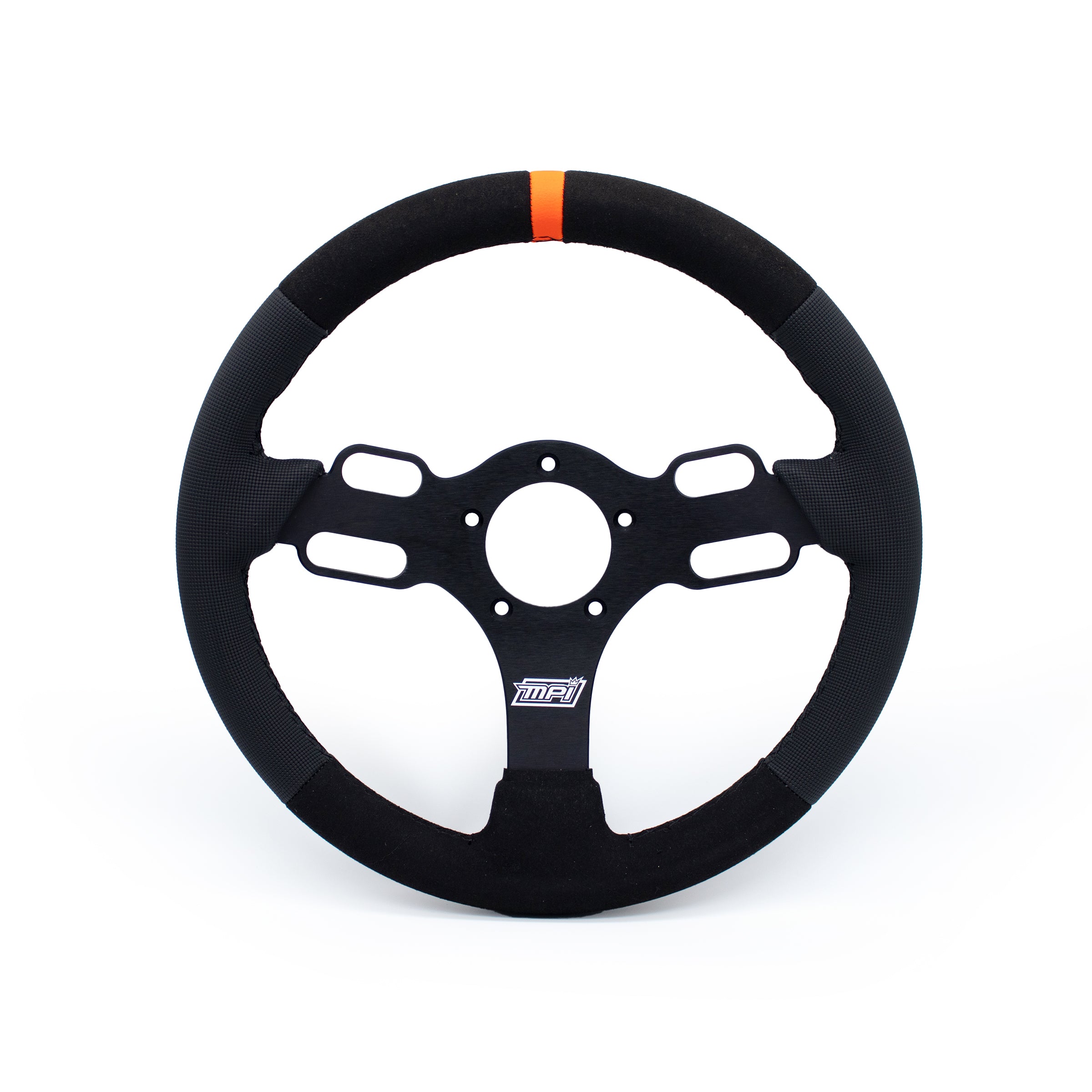 MPI USA MPI-DRG-R5346 Drag Race Steering Wheel 13-Inch Diameter with Black Synthetic Grip and Orange Stripe