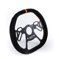 MPI USA MPI-DRG2-13-SQD Drag Race Steering Wheel, 13 Inch Diameter, Flat Top and Bottom, 4-Spoke Design, Black Suede Grip with Orange Stripe, Aluminum Construction, Black Anodized Finish