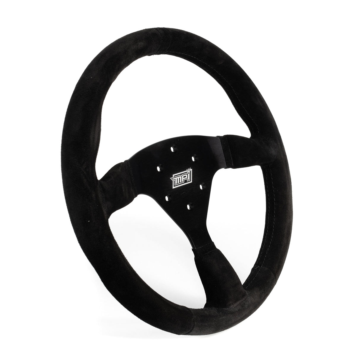 MPI USA MPI-F2-14-B Track Day Steering Wheel, 14 Inch Diameter, Black Suede Grip, Aluminum Construction, 3-Spoke Design