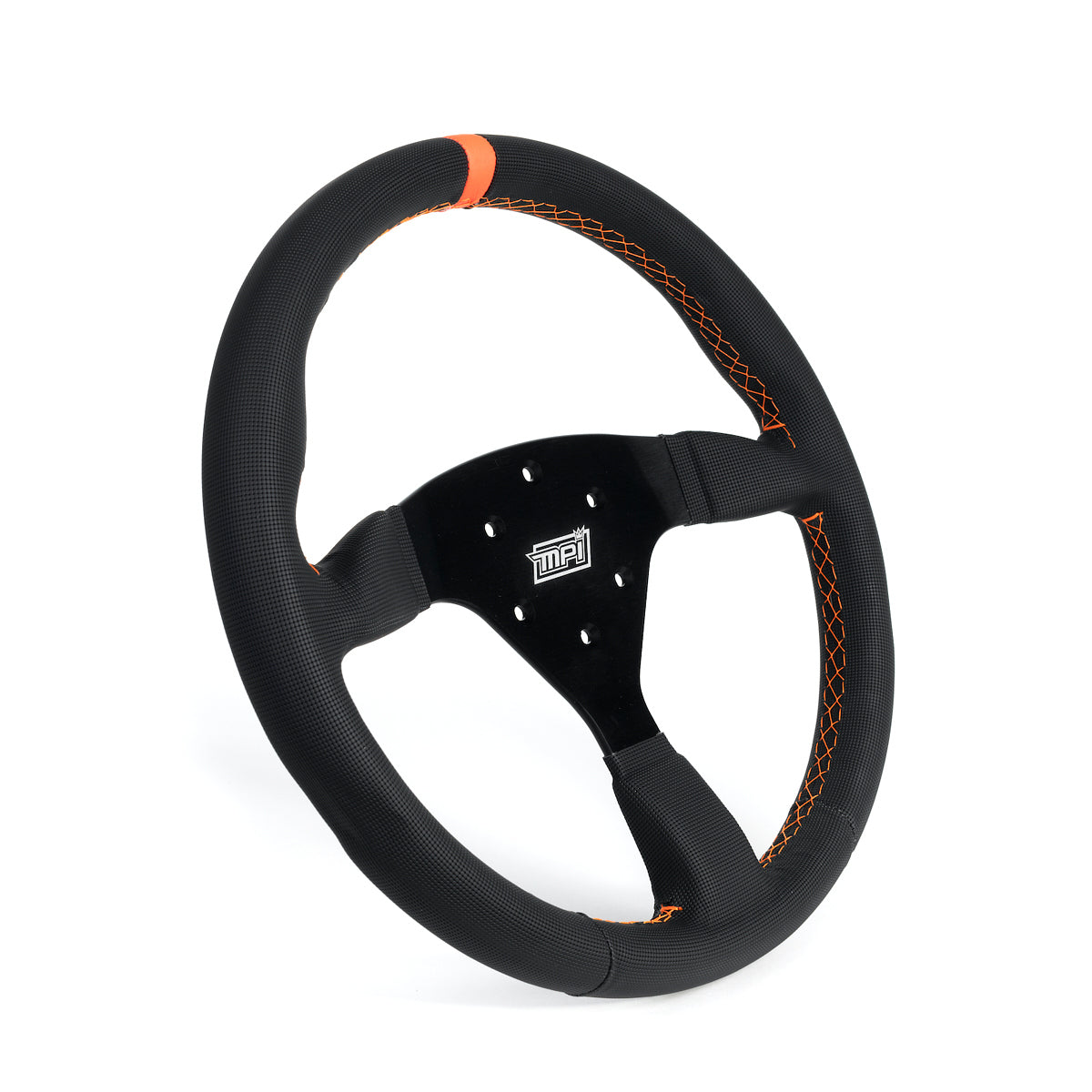 MPI USA MPI-F2-14-PX Track Day Steering Wheel 14 Inch with Black Synthetic Grip and Orange Stripe