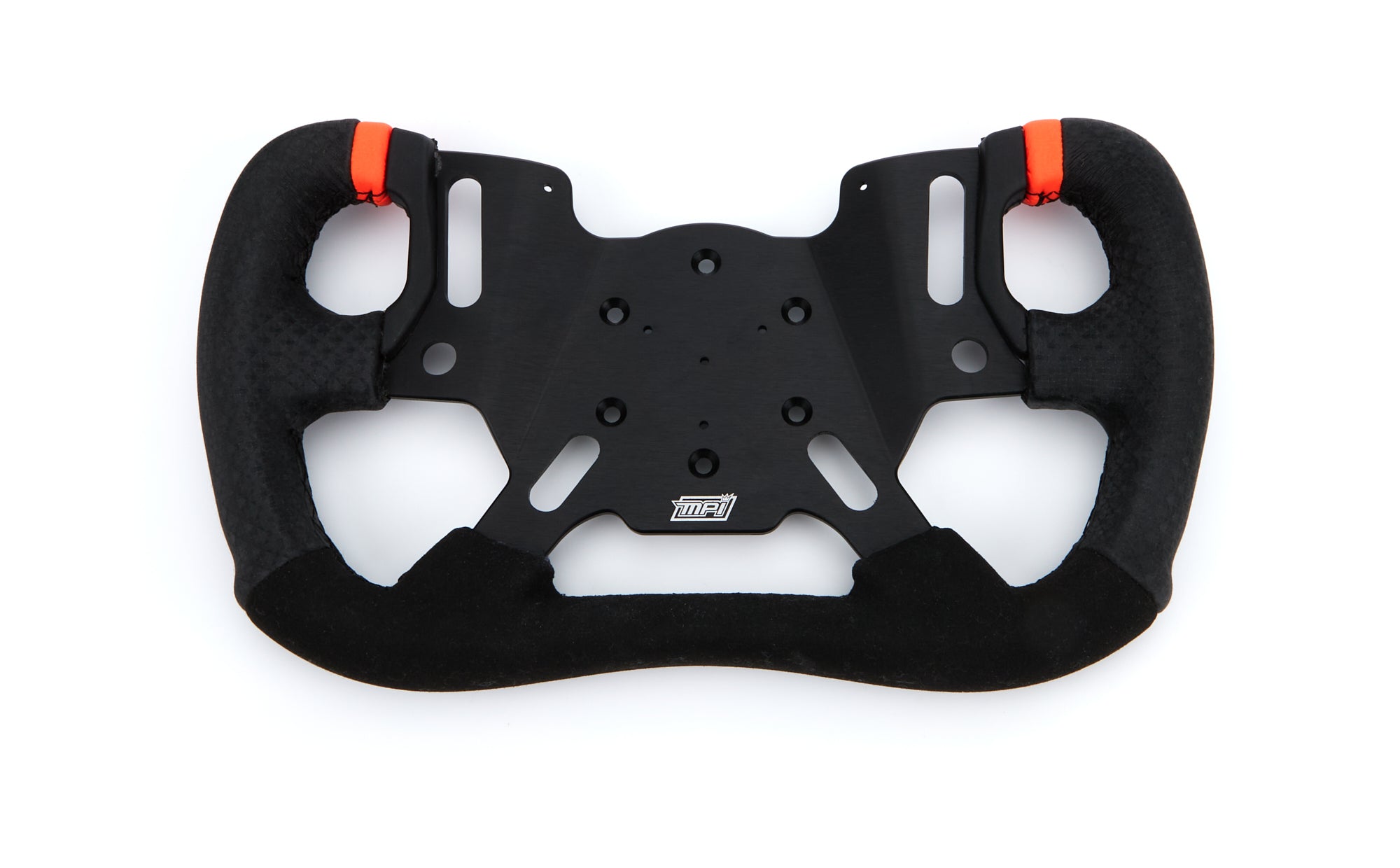 MPI USA MPI-GT-RA-330 Open Top GT Car Steering Wheel 13 Inch Black Alcantara with Orange Stripes