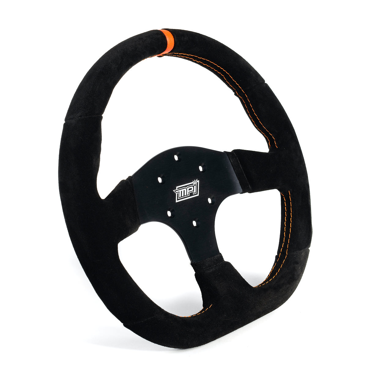MPI USA MPI-GT2-13 Touring Steering Wheel, 13 Inch D-Shaped, Suede Grip, Black Aluminum Finish