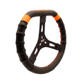 MPI USA MPI-KD2-13 Dirt Karting and Mini Outlaw Steering Wheel, 13-Inch Diameter, D-Shape, 2-Inch Dish, Black Synthetic Grip with Orange Stripes, Aluminum, Black Anodized Finish
