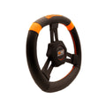 MPI USA MPI-KQS2-11 Quarter Midget Steering Wheel, 10.75 Inch Diameter, Black Synthetic Grip with Orange Stripes, Aluminum, Black Anodized
