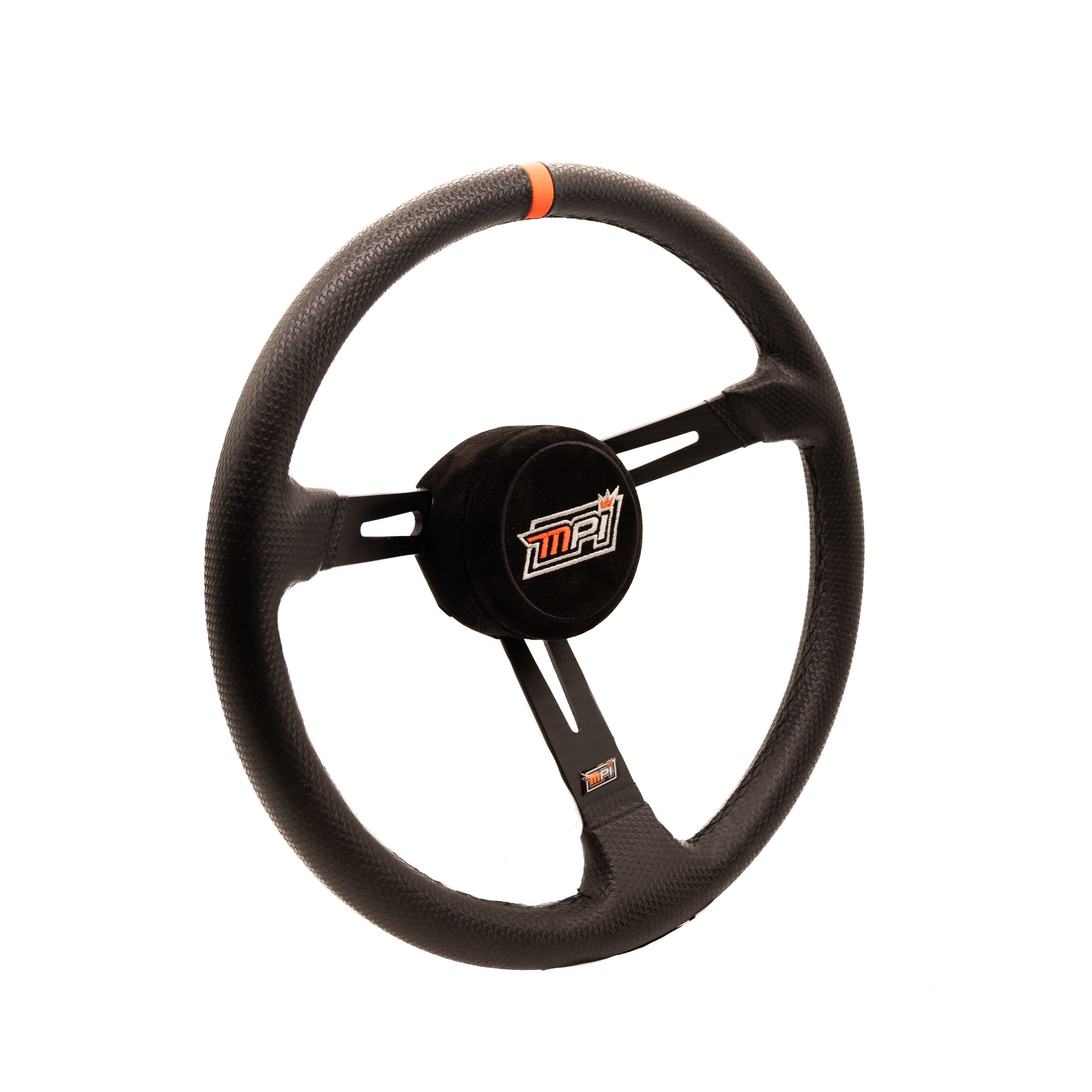 MPI USA MPI-LM2-15-A Asphalt Circle Track Steering Wheel, 15-Inch Diameter, 3.25-Inch Dish, Three-Spoke, Black Foam Grip, Aluminum, Black Anodized Finish