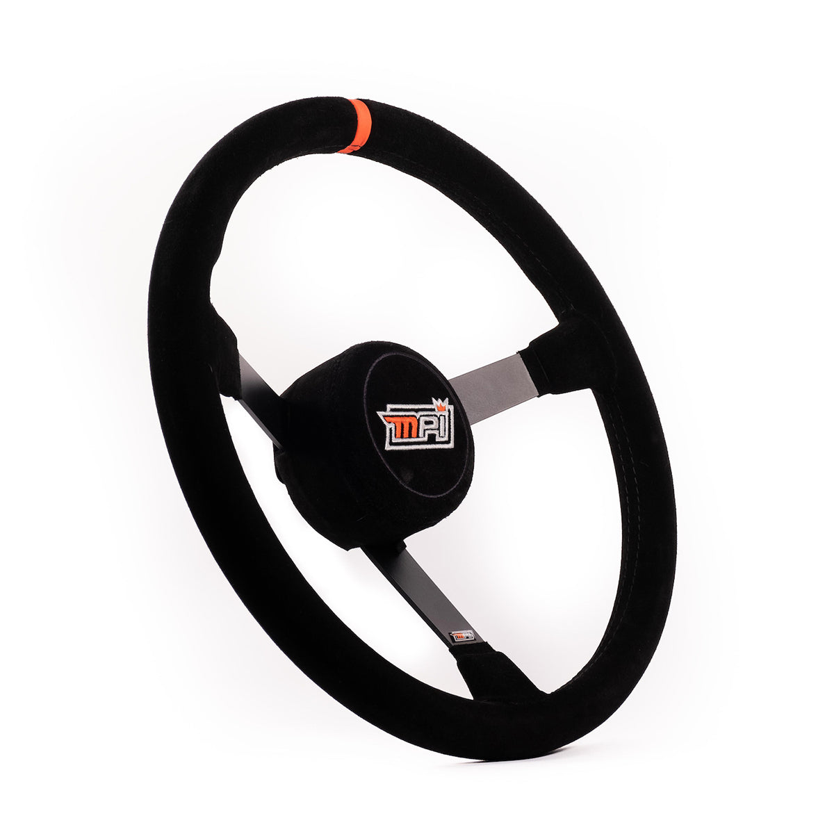 MPI USA MPI-MP-16-OE 16-Inch Lightweight Steel Steering Wheel with Suede Grip and Orange Stripe