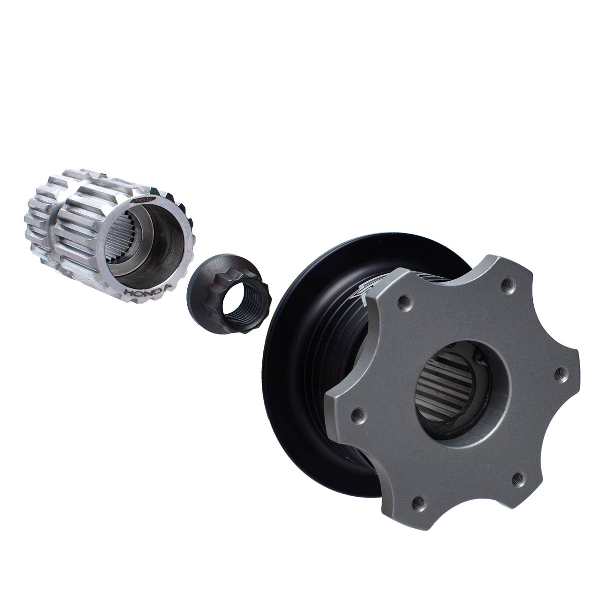 MPI USA 6-Bolt Honda Quick Release Steering Wheel Adapter Kit with Aluminum Black Anodized Finish