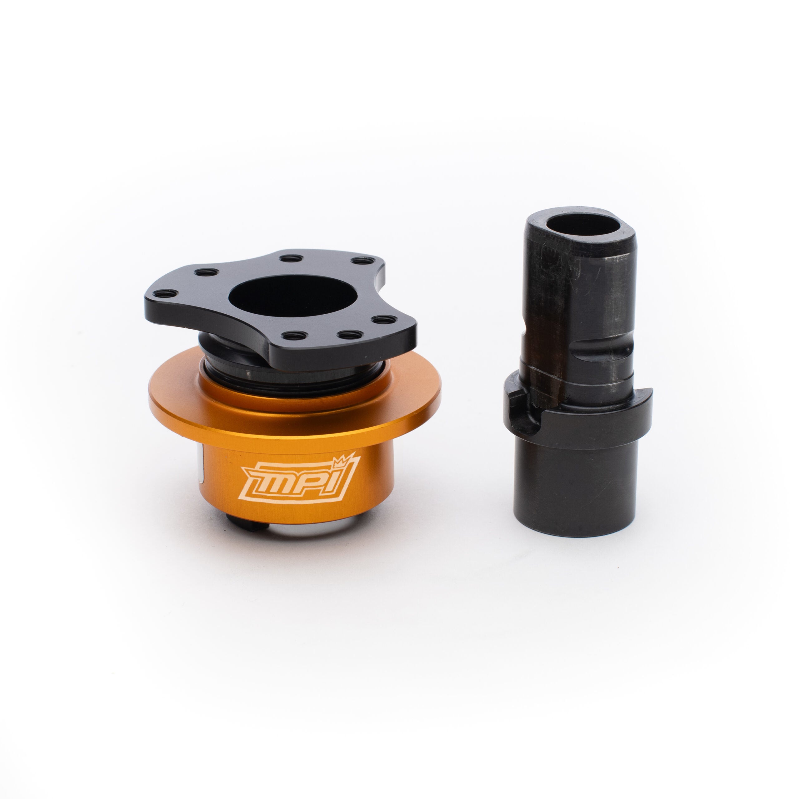 MPI USA MPI-QR-R1-34-W Quick Release Steering Wheel Adapter with 3/4-Bolt Pattern, Weld-On, Aluminum Black and Orange Anodized Finish