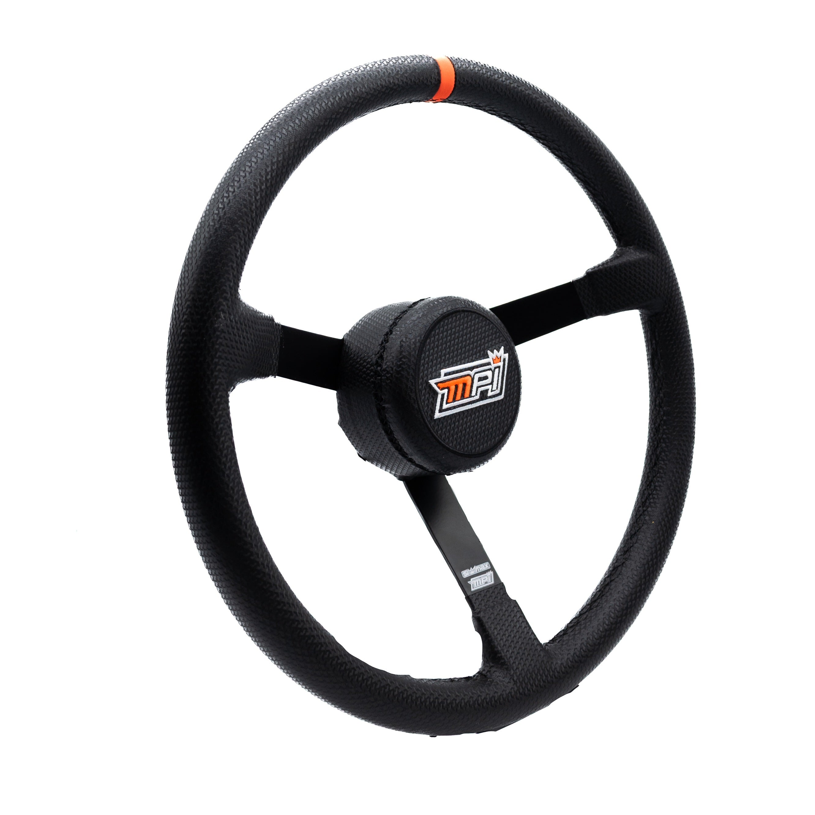 MPI USA MPI-SIM-MP15 Sim Racing Stock Car Wheel, 15-Inch Diameter, Black Grip with Orange Stripe, Aluminum Construction