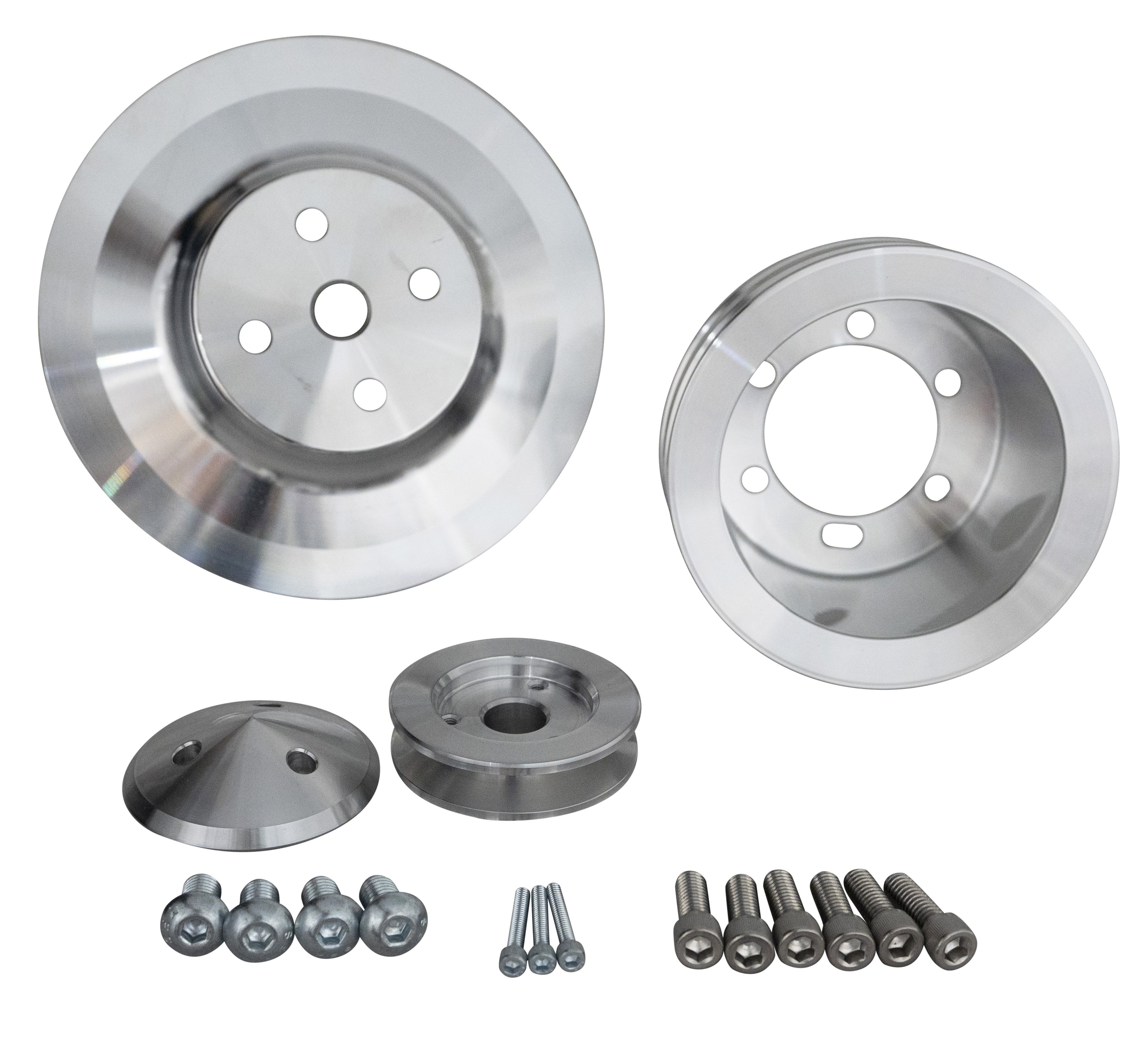 March Performance Pulley Kit MPP10050 for Mopar B and RB-Series 426 Hemi Engines, 2-Groove Aluminum with Clear Powder Coat