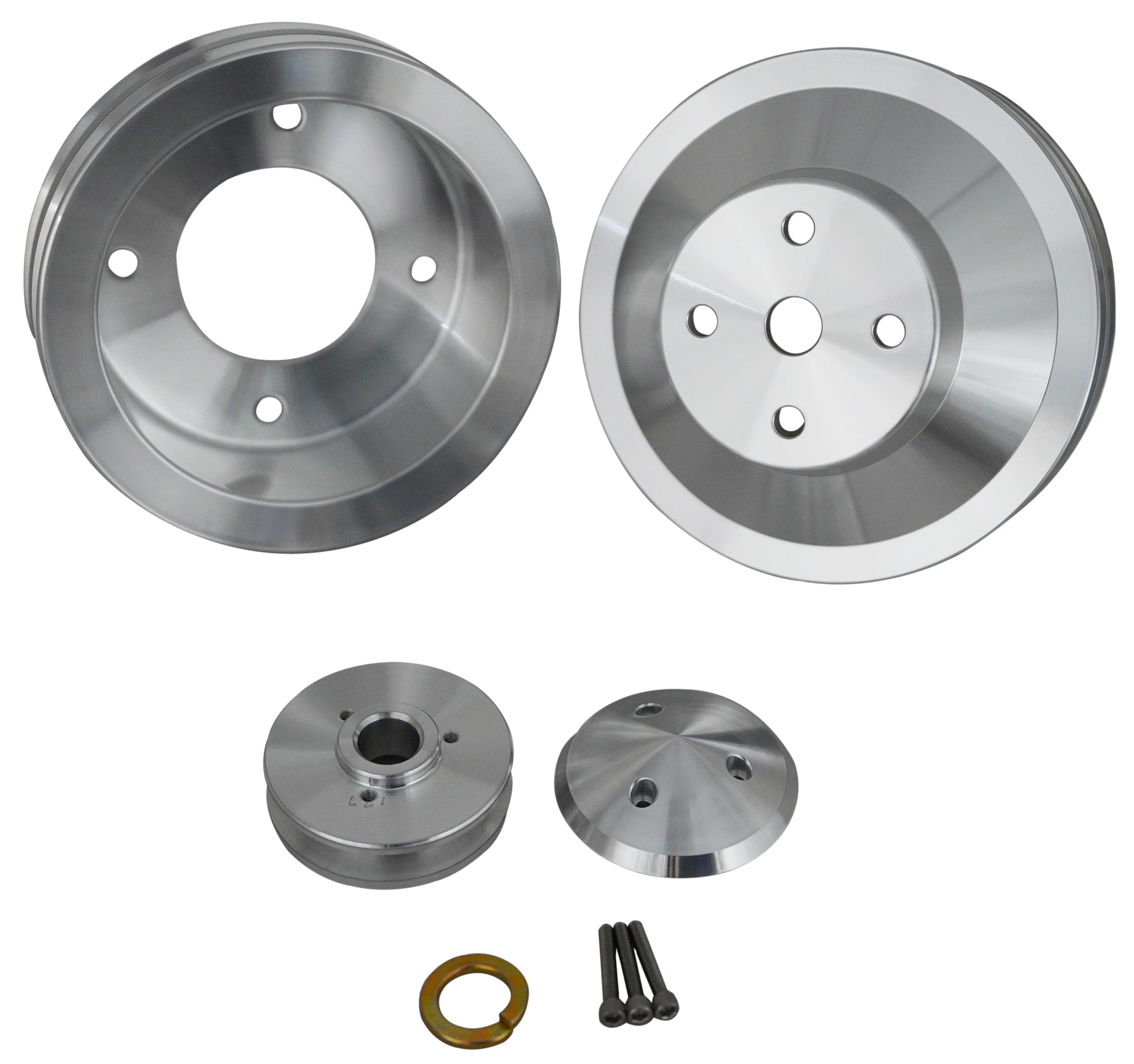 March Performance 13030 70-78 Pontiac V8 Pulley Kit with Aluminum 2-Groove V-Belts