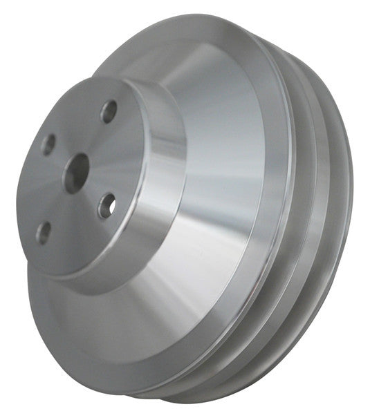 March Performance Pontiac V8 Water Pump Pulley 2V, Aluminum, 6.125 Inch Diameter, Clear Powder Coat Finish