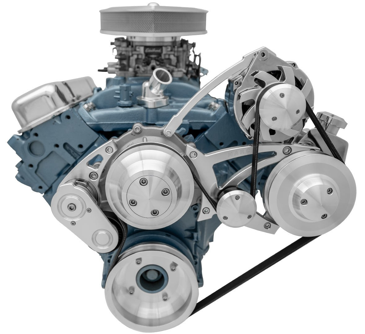 March Performance MPP13105 Pontiac V8 Serpentine Pulley Kit with Aluminum 6-Rib Drive System