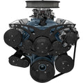 March Performance 13135-08 Pontiac V8 Style Track Serpentine Pulley Kit with 6-Rib Belt and Aluminum Black Finish