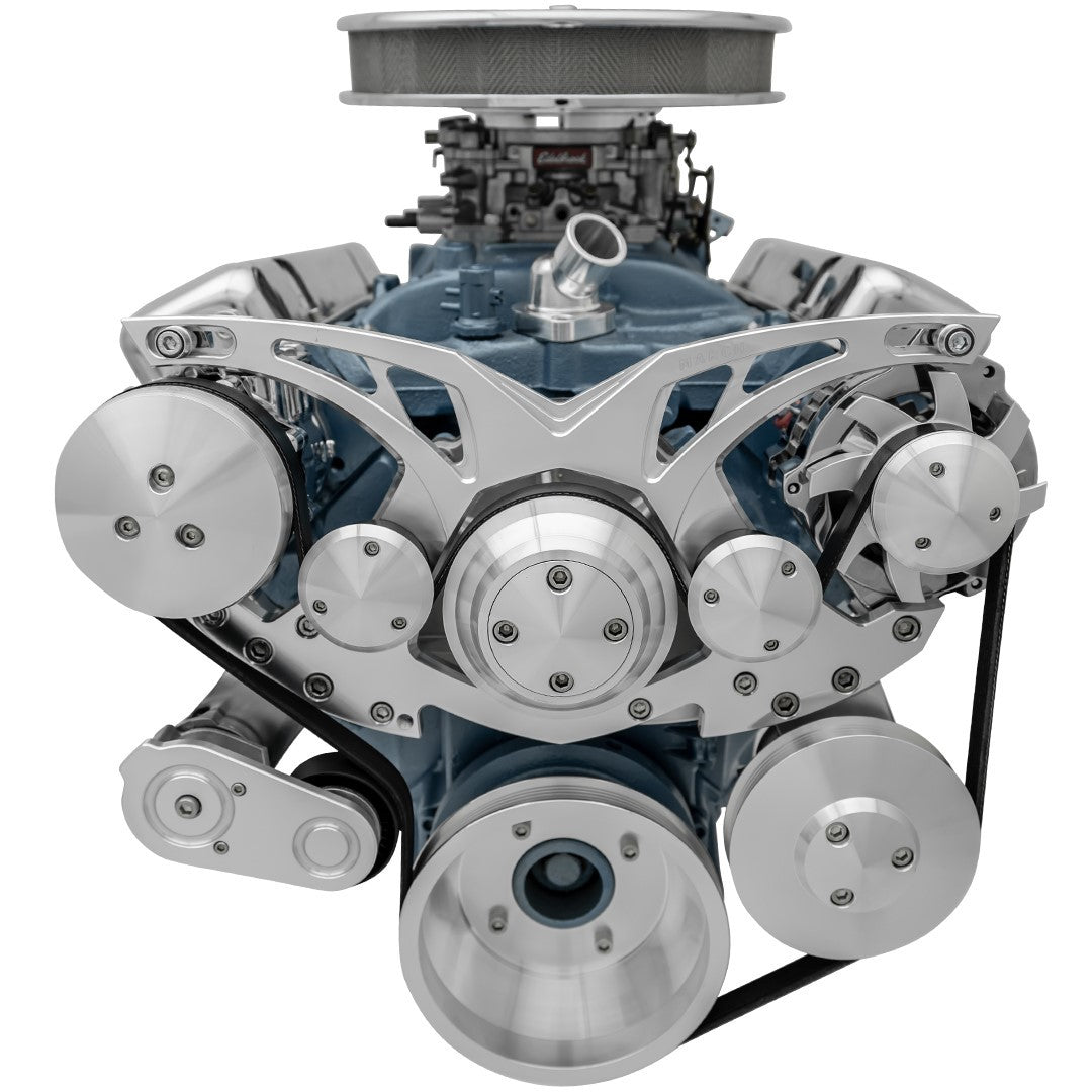 March Performance 13135 Pulley Kit for Pontiac V8 with 6-Rib Serpentine Drive, Aluminum, Clear Powder Coat