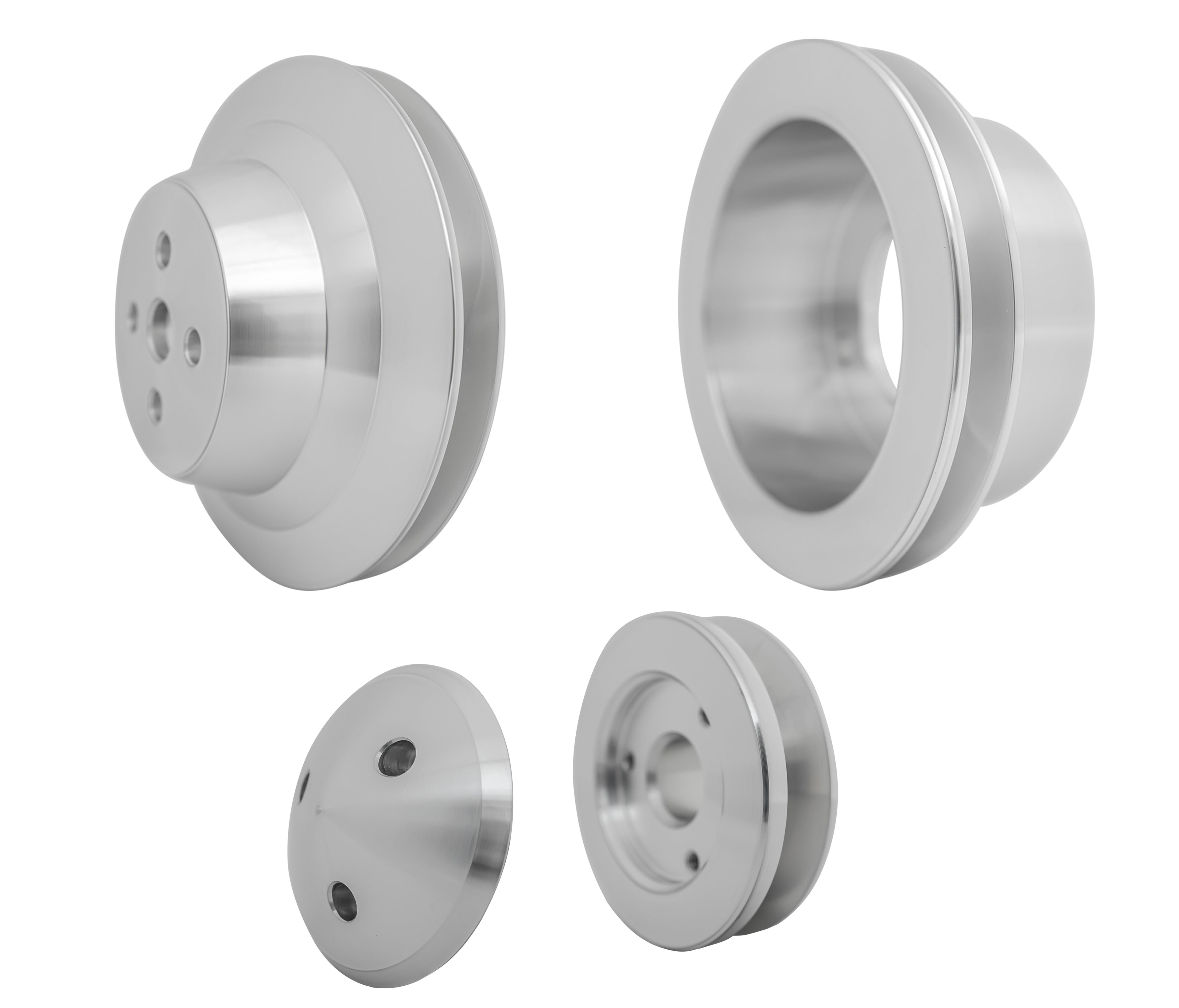 March Performance MPP1610 Mustang 3-Piece Pulley Set for Small Block Ford Engines, Aluminum with Clear Powder Coat Finish