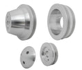 March Performance SB Ford 3 Piece Pulley Set with Aluminum 2-Groove V-Belts and Clear Powder Coat Finish