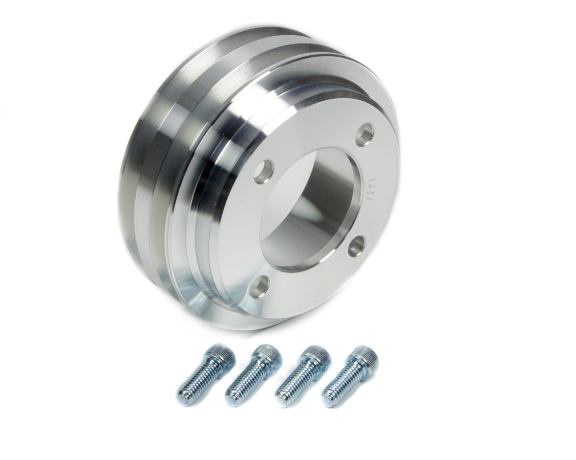 March Performance 1631 Crankshaft Pulley for Small Block Ford 1969-2014, Aluminum with Clear Powder Coat, 2 Groove, 5.5 Inch Diameter