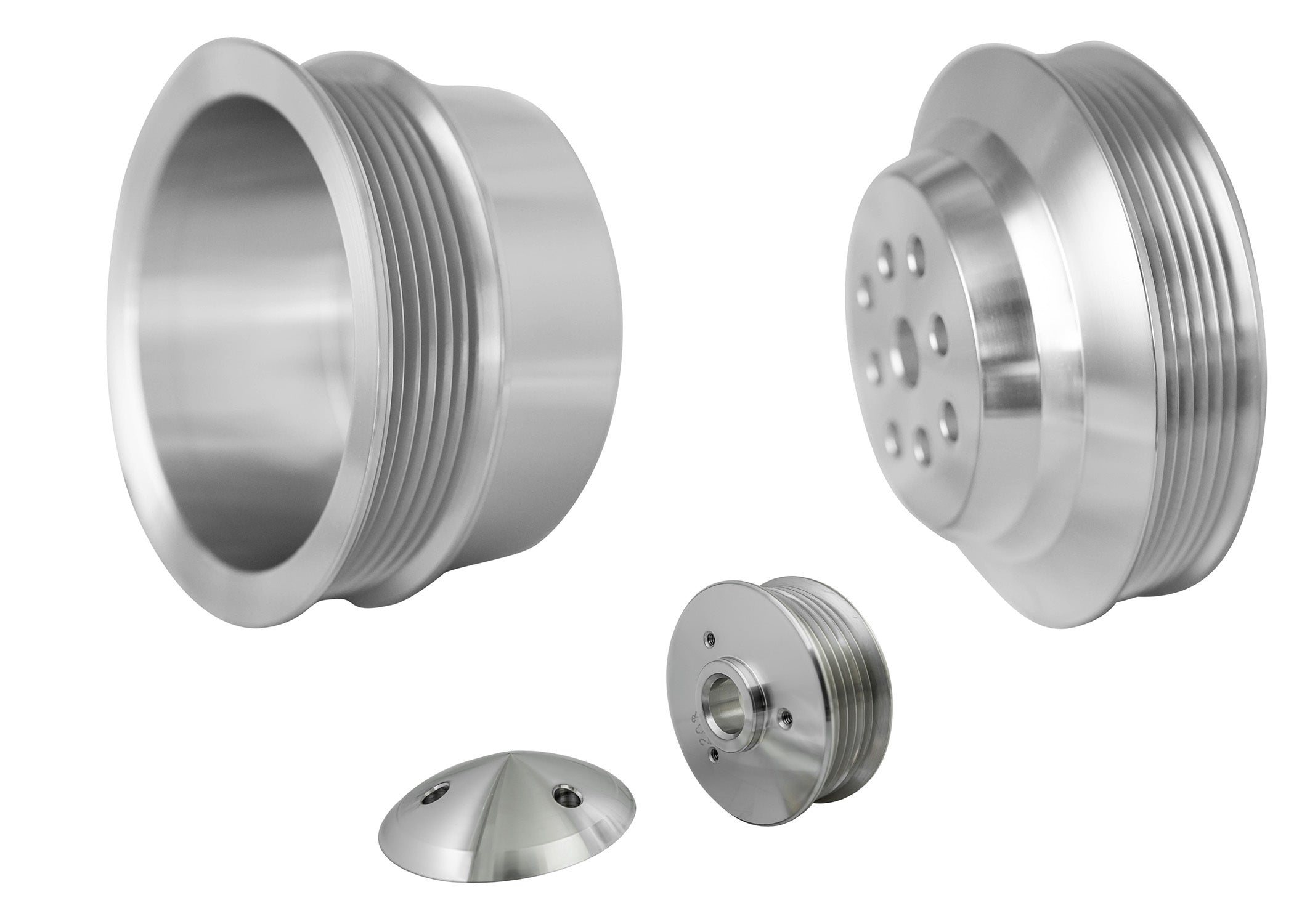 March Performance MPP1670 302 Serpentine Conversion Pulley Kit with 6-Rib Serpentine Belt in Aluminum and Clear Powder Coat Finish