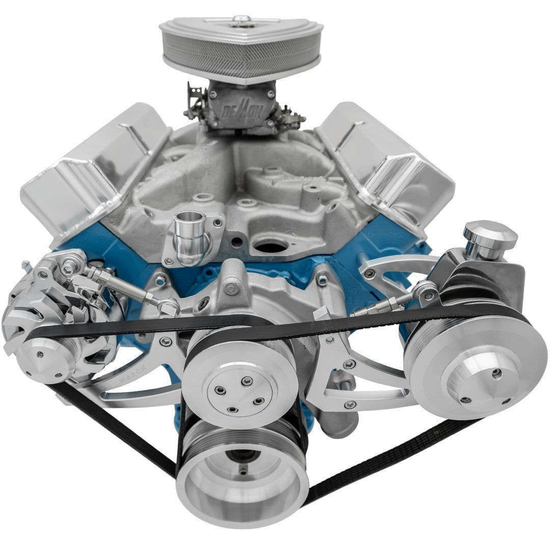 March Performance MPP19025 Ford FE Series Serpentine Pulley Conversion Kit with Aluminum 6-Rib Belt Drive