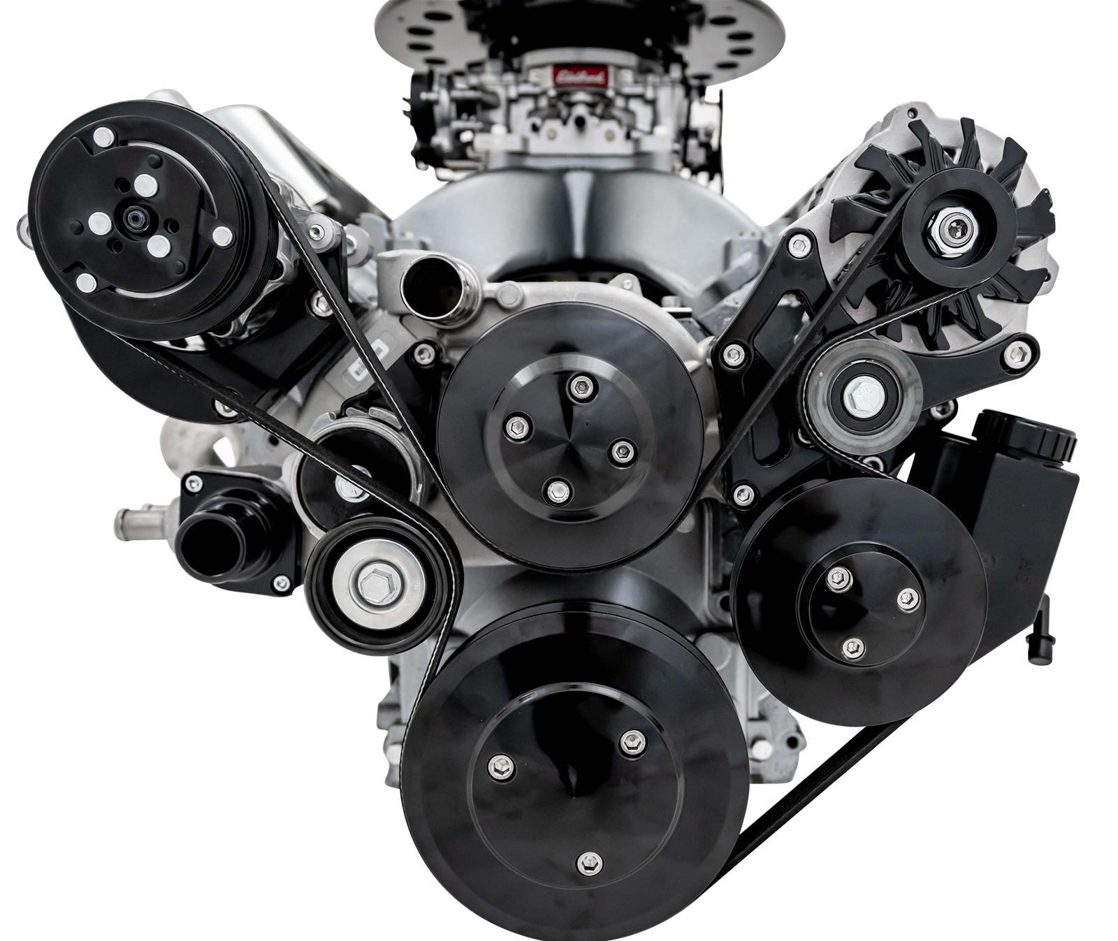 March Performance Chevy LS1-LS7 Pro-Track Serpentine Pulley Kit with Black Aluminum Finish