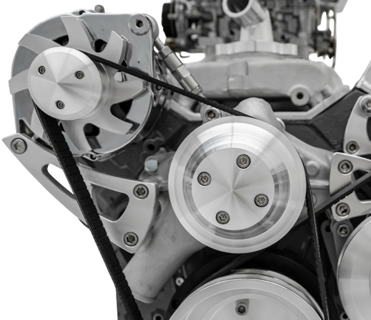 March Performance Alternator Bracket for GM 10SI and Big Block Chevy Engines, Passenger Side High Mount with Water Pump Mount, Aluminum, Clear Powder Coat