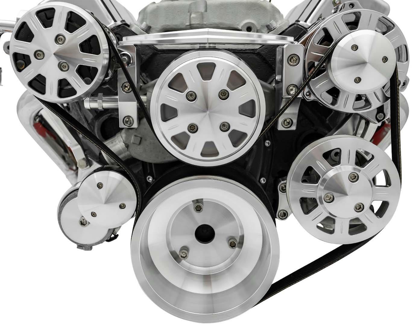 March Performance BBC Ultra Drive Serpentine System Part 20360 with 6-Rib Aluminum Pulley and Clear Powder Coat Finish