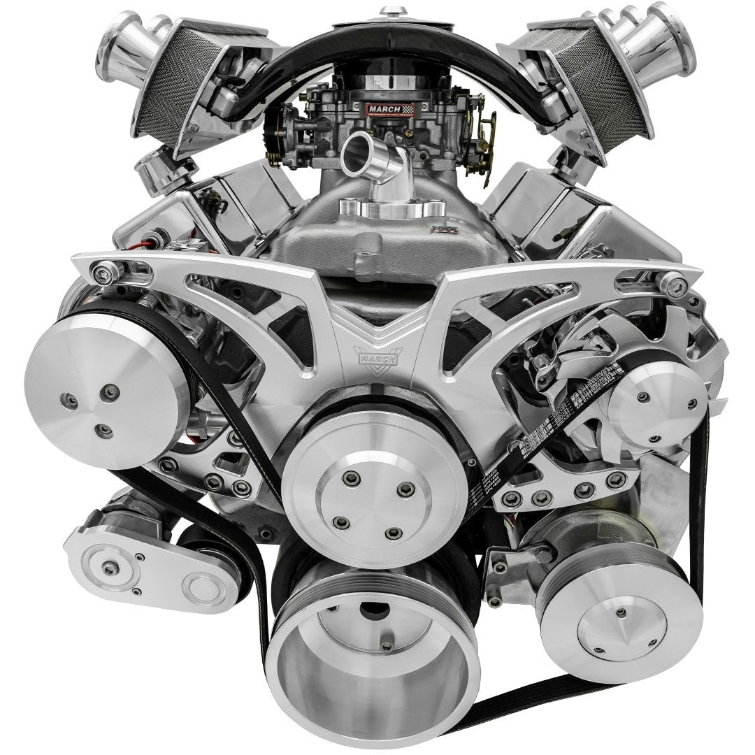 March Performance SBC Style Track Pulley Set with Power Steering for Small Block Chevy